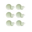 Jogo de 6 Xícaras de Café com Pires 80ml Verde Menta Cottage Germer Porcelanas