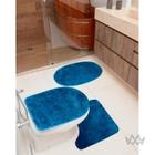 Jogo de Banheiro 3 Peças Tapete Felpudo Macio Pelo Baixo Fácil de Limpar Antiderrapante Cronos Azul Marinho