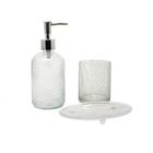 Jogo de Banheiro Bubbles 3 pçs Kit Lavabo Higiene Acessórios Porta Sabonete Liquido Dispenser Saboneteira Porta Escovas
