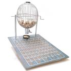 Jogo de Bingo Globo Cromado Pequeno Nº1 Tabuleiro Madeira Numeração 1 a 75
