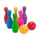Jogo de Boliche Infantil Brinquedo com Pinos E 2 Bolas Colorido Conjunto Para Crianças e Família Multikids Educativo Bowling