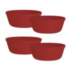 Jogo de Bowl de Plástico Tigela de Plástico Pequeno Vermelho 450ml 4Pcs