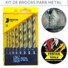 Jogo de Brocas Para Metal Com 8 Peças Fertak Tools Kit de Broca Para Furar Ferro Com Estojo Broca Para Furadeira.