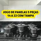 Jogo de Caçarola 5 Peças Preto Craqueada ou Vermelha Conjunto Kit de Panelas 14 a 22