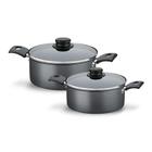 Jogo De Caçarolas Turim 2 Peças Alumínio Antiaderente 18cm E 20cm Chumbo Ptc - Tramontina