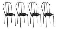 Jogo de Cadeiras 004 - Kit 4 Cadeiras de Aço - Assento Preto Florido - OG Móveis - Artefamol