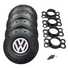 Jogo de Calotas de Centro Miollo para VW Gol G6 Aro 15 2012/2016 Estilo Amarok Preto