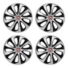 Jogo de Calotas Velox Aro 14 Silver Black + Emblema Resinado Fiat Vermelho