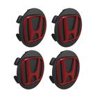 Jogo de Calotinhas 55mm KRMAI Honda City Fit Grafite Fosca Emblema Vermelho