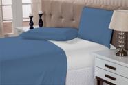 Jogo de cama casal 3 peças macio varias cores liso sem elastico 2,00 x 2,20 hotel sitio 150 fios (azul)