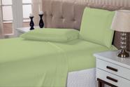 Jogo de cama casal 4 peças com elástico 150 fios otima qualidade hotel 1,38x1,88x0,18 + 2x fronhas 50x70-verde-claro