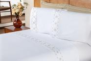 Jogo de cama damasco king 4 pecas - branco/bege