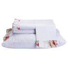 Jogo De Cama Divini Casal King 4 Peças 150 Fios Branco Flor