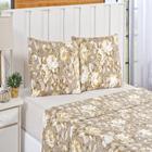 Jogo de cama estampado Bouti 4 peças casal queen floral caqui