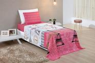 Jogo De Cama Estampado Paris Solteiro 03 Peças - Pink - Bia Enxovais