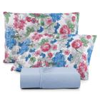Jogo de Cama Lençol 100% Algodão com Elástico Estampado 02 e 03 Pçs Malha Penteada Fio 30/1 Solteiro/Casal/Queen/King