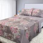 Jogo de Cama Lençol 4 Peças Queen Com Elástico Estampado 158x198x30cm  BF Colchões
