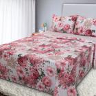 Jogo de Cama Lençol 4 Peças Queen Com Elástico Estampado 158x198x30cm BF Colchões