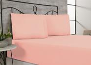 Jogo de cama lençol casal padrão 3 peças 400 fios 100% poliéster acabamento ponto palito - rosa