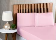 Jogo de cama lençol casal padrão 3 peças algodão percal 180 fios acabamento ponto palito - rosa