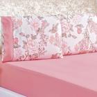 Jogo de Cama Lençol Diamond Casal Tecido Micro Percal 200 Fios 3 Peças - Rosa Floral