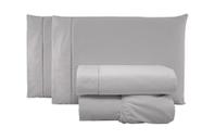 Jogo de cama lençol queen 4 peças algodão percal 180 fios com acabamento ponto palito - cinza