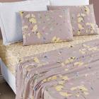 Jogo de Cama Lençol Solteiro 03 Peças Microfibra Estampada Ayla - Floral Lavanda - Casa Linda Enxovais