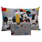 Jogo de Cama Portallar Solteiro Joy Malha Mista Estampado Disney Retrato Do Mickey 2 Peças Cinza