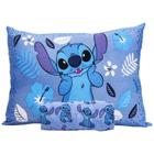 Jogo de Cama Portallar Solteiro Malha Mista Disney Stitch 02 Pçs Azul