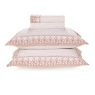 Jogo de Cama Queen 200 Fios Karsten Bordado Antônia Branco Rosa