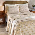 Jogo de Cama Queen 4 peças Lençol com Elástico 100% Algodão Percal 130 Fios 158x198x35cm Dohler