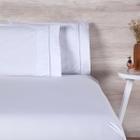 Jogo de Cama Queen Lençol com Elástico 200 Fios Ponto Palito Branco 03 Peças