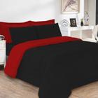 Jogo de Cama Soft Conforto Casal Queen Preto e Vermelho Casa Dona