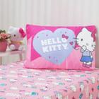 Jogo de cama solteiro infantil lençol com elástico 2 peças hello kitty rosa - BENE CASA