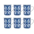 Jogo De Caneca 6 Peças 240ml Porcelana Decoração Azulejos Schmidt