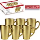 jogo de caneca de vidro cusco dourado para cafe / cappuccino hauskraft com 6 pecas 200ml