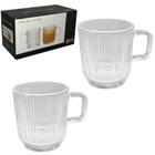 Jogo de caneca de vidro para cafe / cappuccino com 2 pecas 150ml