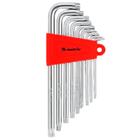 Jogo de chaves hexagonais torx longas com acabamento acetinado, t10 - t50, crv, 9 pcs//mtx