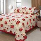 Jogo de Cobre Leito Casal com Franja Colchão 20cm Altura com 02 Porta Travesseiros - Textil Giordano