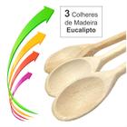 Jogo de Colheres de Madeira Cozinha 3 Tamanhos Colher de Pau Multiuso