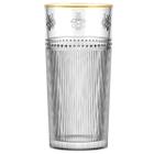 Jogo De Copos 6 Peça Cenelado Alto Borda Dourada Osmia 350Ml