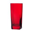 Jogo De Copos Chiques Vidro Quadrado 320ml Vermelho Luxo