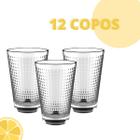 Jogo De Copos Em Vidro Kit 12 Peças Cozinha Água Suco Drink