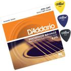 Jogo De Cordas D'addario Ej15 Para Violão Aço + 3 Palhetas