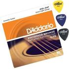 Jogo De Cordas Para Violão Aço D'addario Ej15 + 3 Palhetas