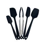 Jogo de Cozinha 05 Peças Preto Silicone Pegador + Espátula