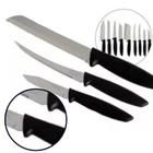 Jogo De Facas 9 Peças Faqueiro Aço Inox Cozinha Churrasco Cabo Carne Premium Santoku Kitchen Sobremesa Utensílios