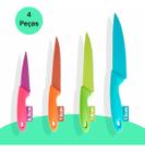 Jogo De Facas Coloridas Em Aço Inox Cozinha Churrasco Legumes Conjunto Kit 4 Peças Gourmet Knife Chef Utensílio