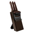 Jogo De Facas Tramontina Churrasco Black Com Suporte Madeira