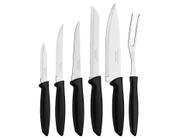 Jogo de Facas Tramontina Plenus com Lâminas em Aço Inox e Cabos de Polipropileno Preto 06 Peças